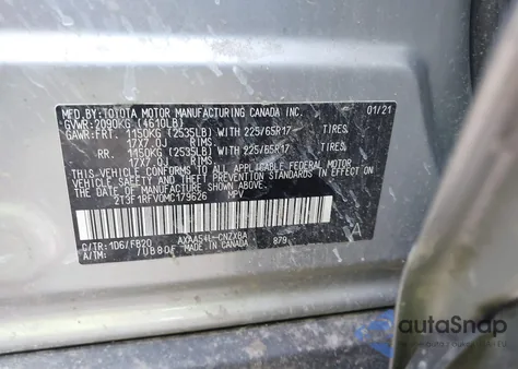 2021 Toyota Rav4 Le из США, поврежденный, VIN 2T3F1RFV0MC179626